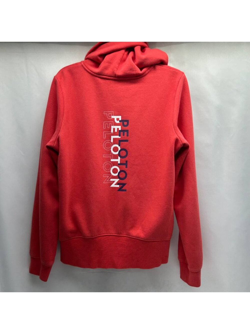 Peloton Red Full-Zip Hoodie With Navy Drawstrings & Back Logo Graphic Size M